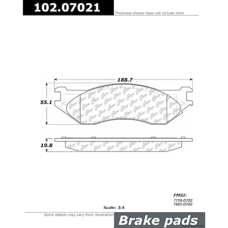Centric Parts Metallic Brake Pad W/Shims, 102.07021 102.07021